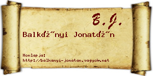 Balkányi Jonatán névjegykártya